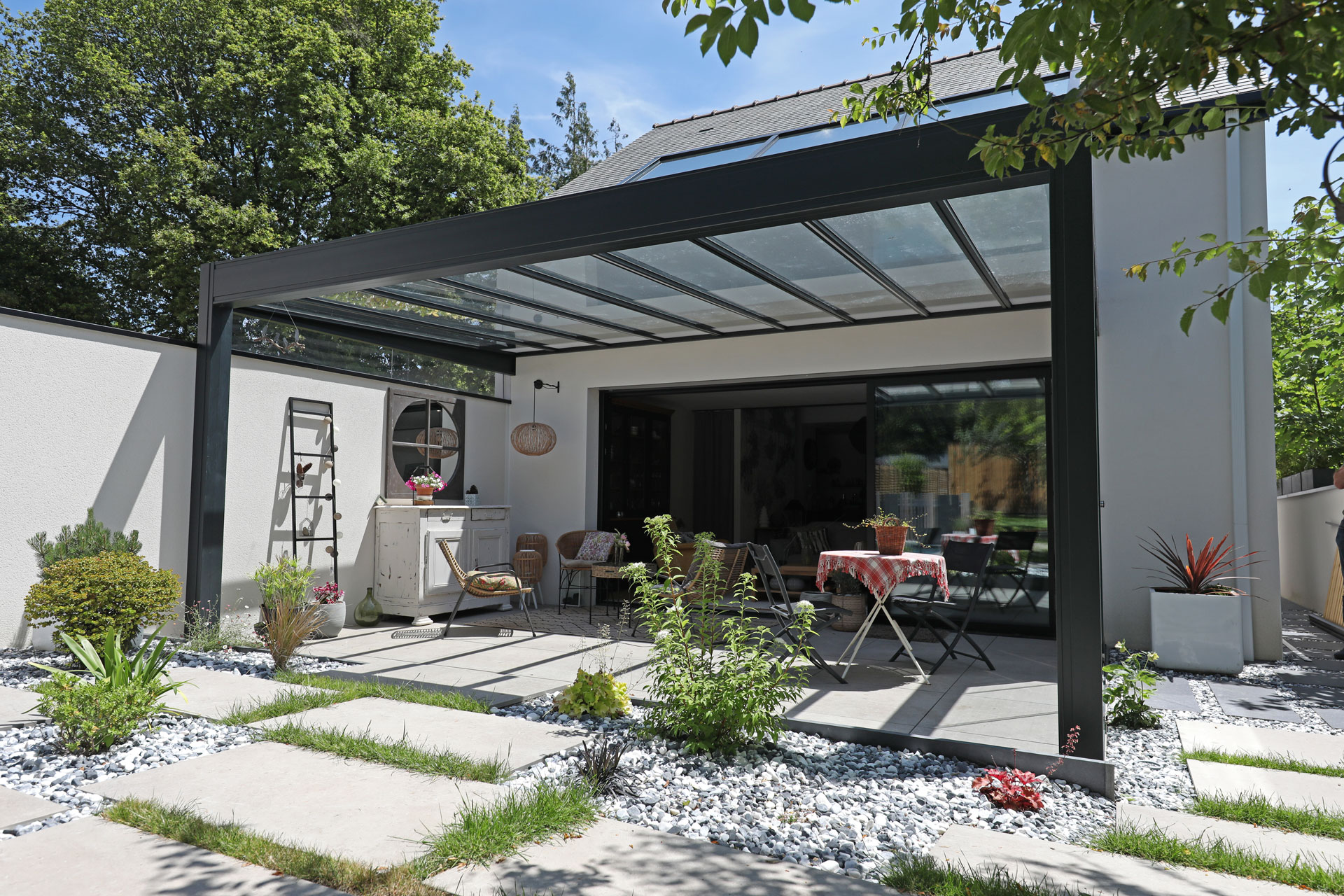 Pergola toiture fixe vitrée Rénoval